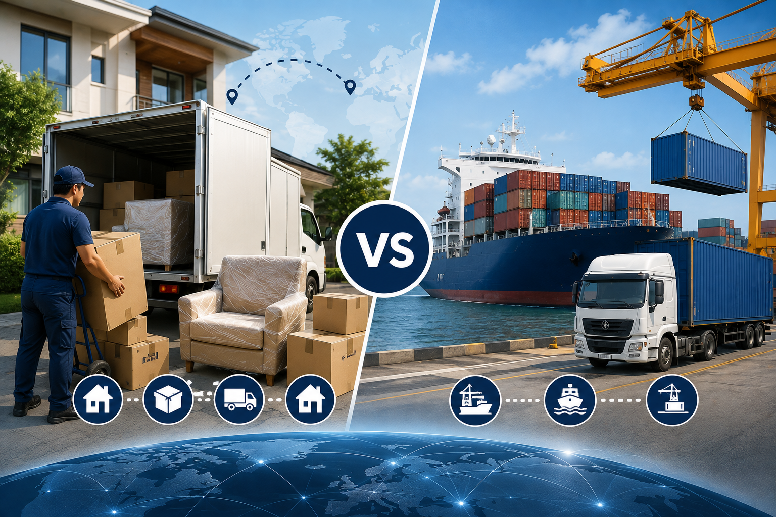 Door-to-Door vs. Port-to-Port : Choosing the Right Service for Household Moves